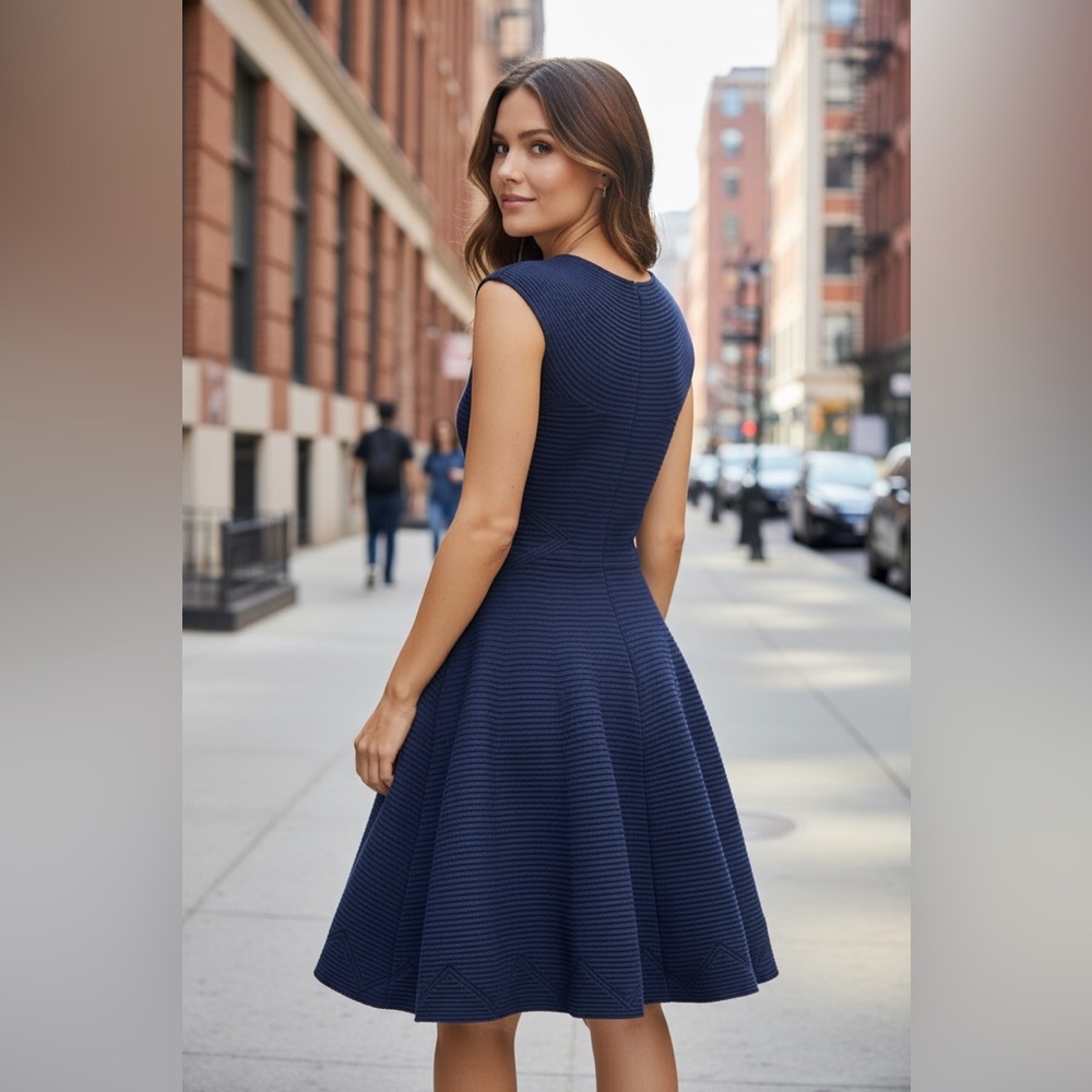 Milly Navy Blue Textured Mini Dress